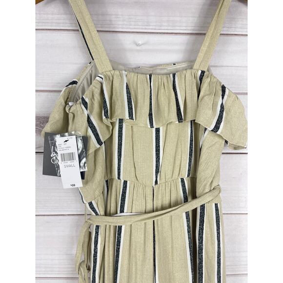 By & By Striped Jumpsuit Tan Beige NWT Size Women's Small - Picture 4 of 7